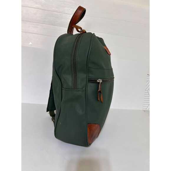Jon Hart Design Canvas Green Leather Accent Backpack 15 “ - Picture 2 of 16